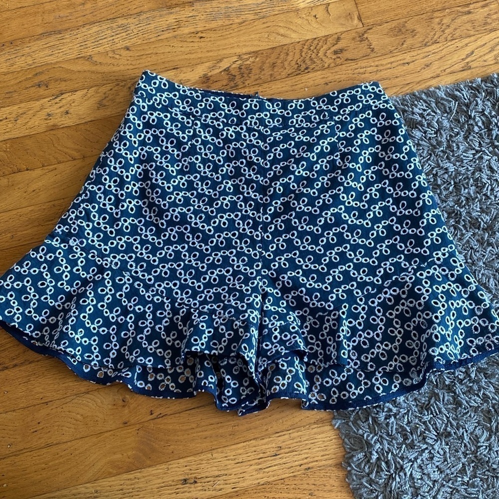 Keepsake Ruffle High Waisted Shorts Blue Size Small